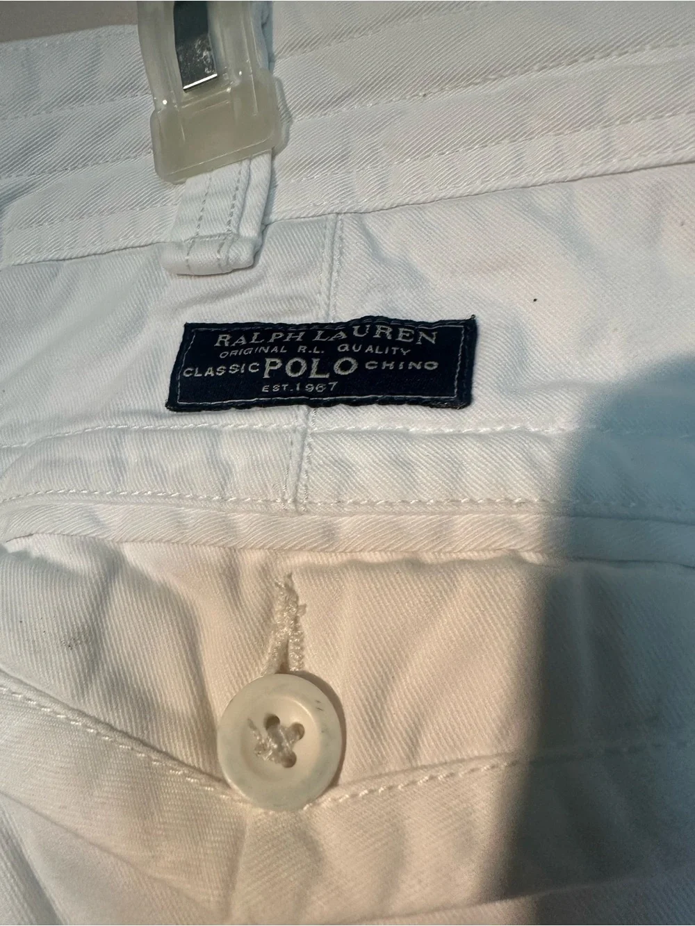 Polo by Ralph Lauren White Cargo Shorts with Navy Label